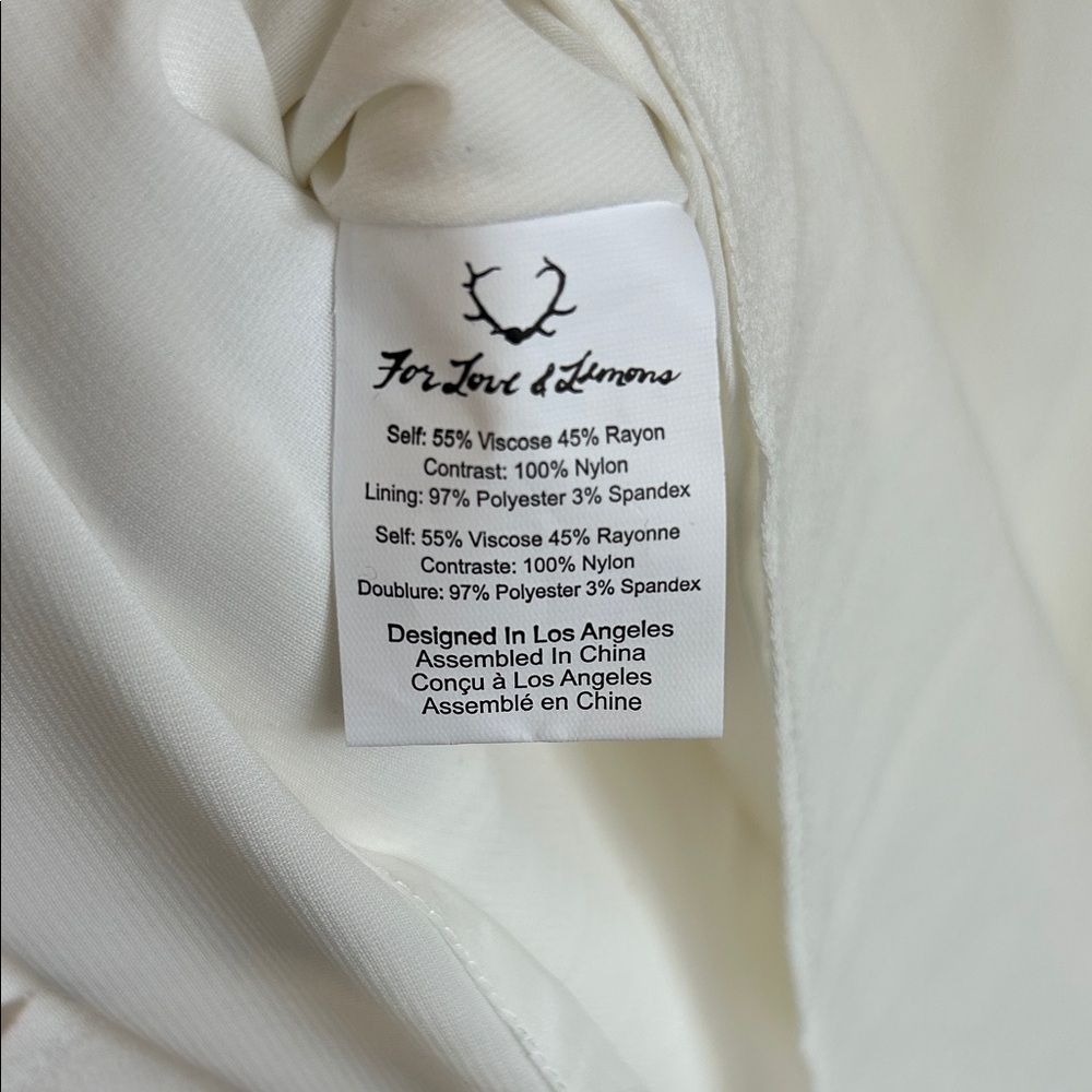 For Love And Lemons x Revolve White Long Sleeve Scoop Neck Dress | M - Picture 6 of 7